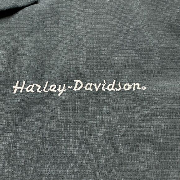 Harley Davidson Shirt Mens XL Black‎ Willie G Flaming Skull Embroidered Rayon - Picture 5 of 10